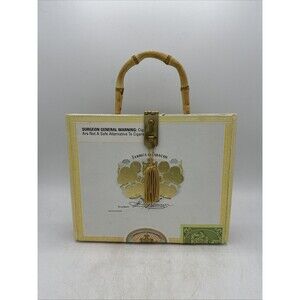 Cigar Box Purse Bamboo Handle Lined Handbag